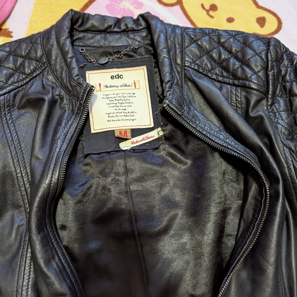 Black Edc Espirit Leather Jacket - image 6